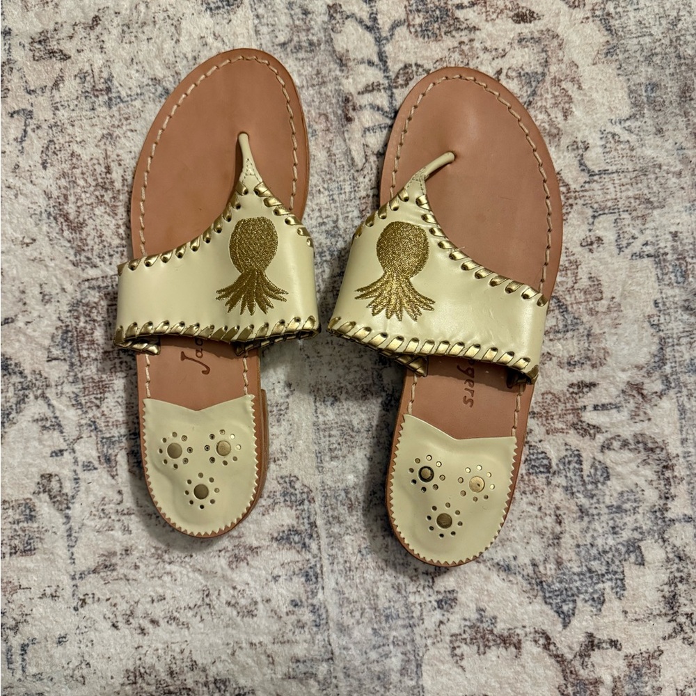 Jack Rogers Gold Leather Sandals